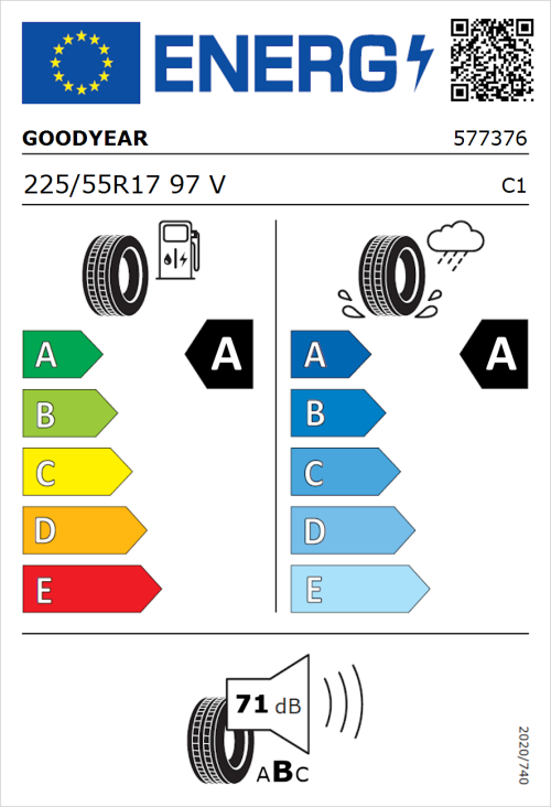 Tyre Label for Goodyear Eagle F1 Asymmetric 5 225/55R17 97V
