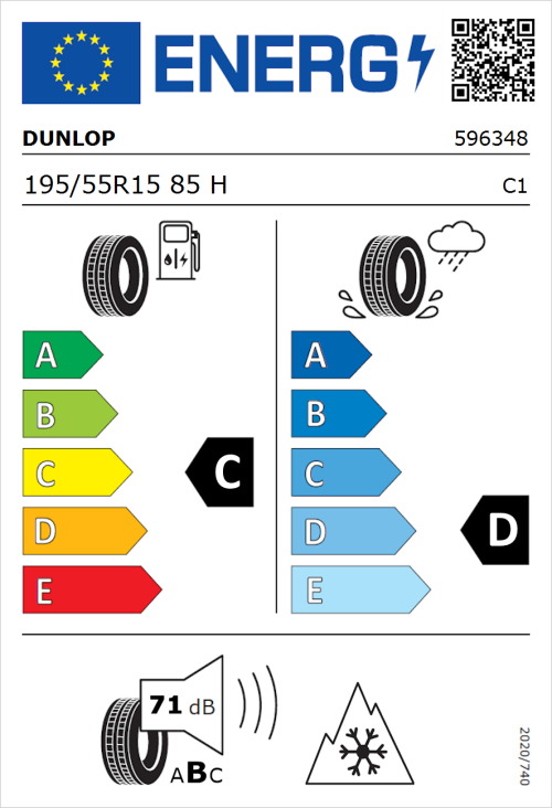 Tyre Label for Dunlop All Season 2 195/55R15 85H